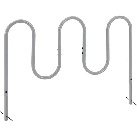 Global Industrial Wave Bike Rack, 7-Bike Capacity, Below Ground Mount, Gray 670344GGY